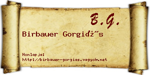 Birbauer Gorgiás névjegykártya